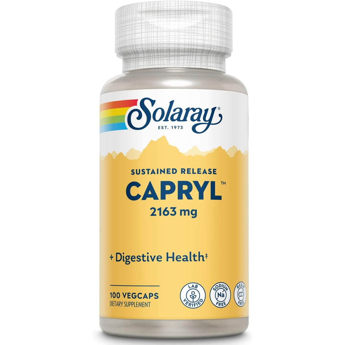 SOLARAY Capryl | Sustained Release Caprylic Acid | Healthy Gastrointestinal Tract Support | 16 Servings | 100 Vegcaps