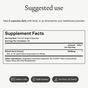 OMRE Spermidine Supplement (10Mg of Non-Synthetic Spermidine) - 3Rd-Party Tested 1000Mg Wheat Germ Extract Standardized to No Less than 1% - 10Mg of Natural Spermidine per Serving