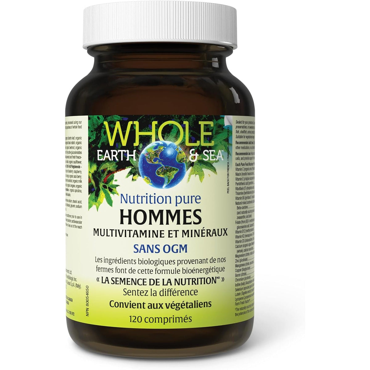Natural Factors Whole Earth & Sea Men'S Multivitamin & Mineral - Daily Health Supplement for Men under 50 - Vegan, Non-Gmo & Gluten-Free - 120 Tablets (60 Servings)