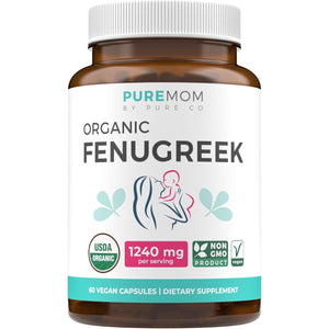USDA Organic Fenugreek Capsules for Women - Effective Lactation Supplement for Increased Breast Milk Supply - Herbal Breastfeeding Support for Mothers - Gluten Free - 60 Vegan Capsules (No Pills)