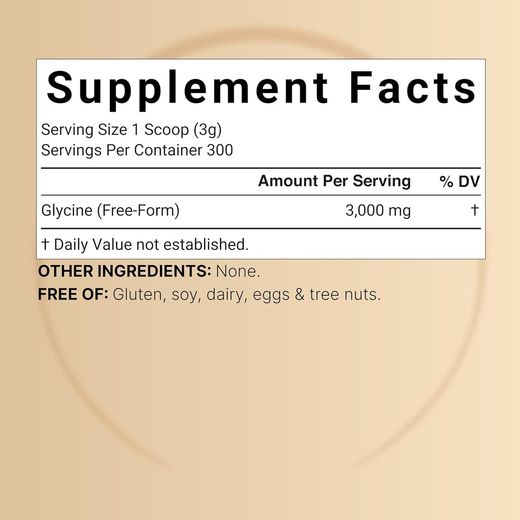 Glycine Powder, 300 Servings (2 Lb) – 3,000 Mg Free-Form Glycine per Serving – Unflavored Pure Powder – Non-Gmo, Cgmp Manufactured