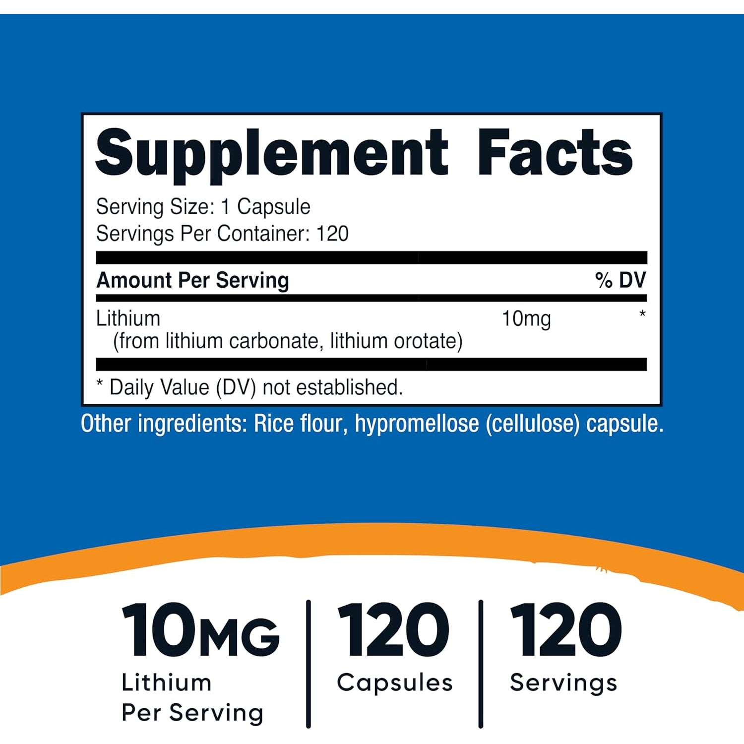 Nutricost Lithium Orotate (10Mg) 120 Capsules - Vegan Lithium Supplement, Gmo-Free, Gluten-Free