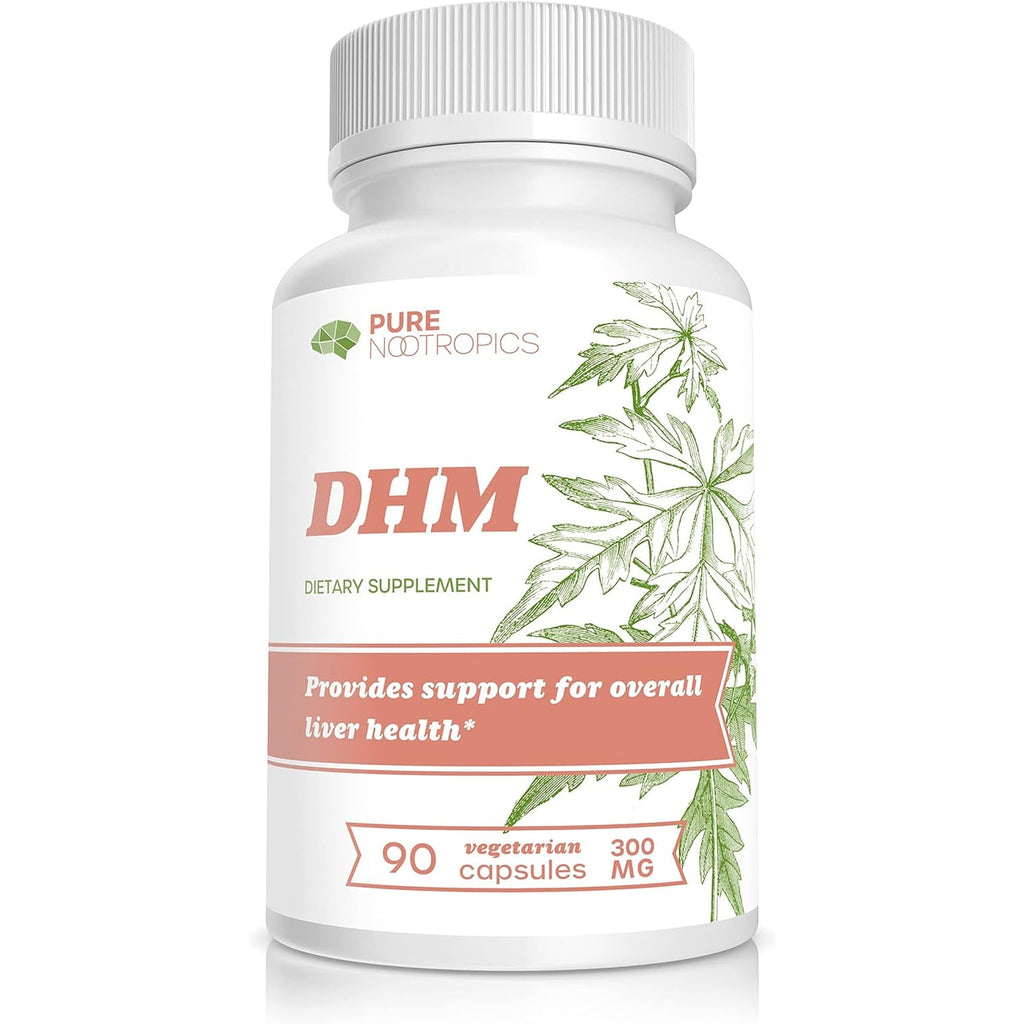Pure Nootropics Dihydromyricetin (DHM) 300 Mg Capsules | Hovenia Dulcis Extract | 90 Veg Cap Value Pack | Support Liver Health | after Alcohol Support | Party Smart