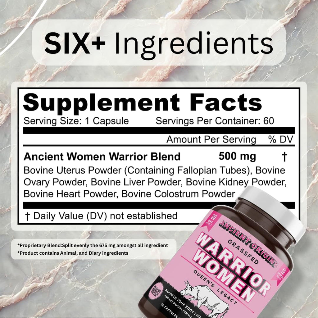 Ancient Origins Women’S Beef Organ Complex – 7 Grass Fed Organs (Liver, Heart, Colostrum & More) – Pasture Raised, Grass Finished – Balance Hormones, Boost Energy & Wellness