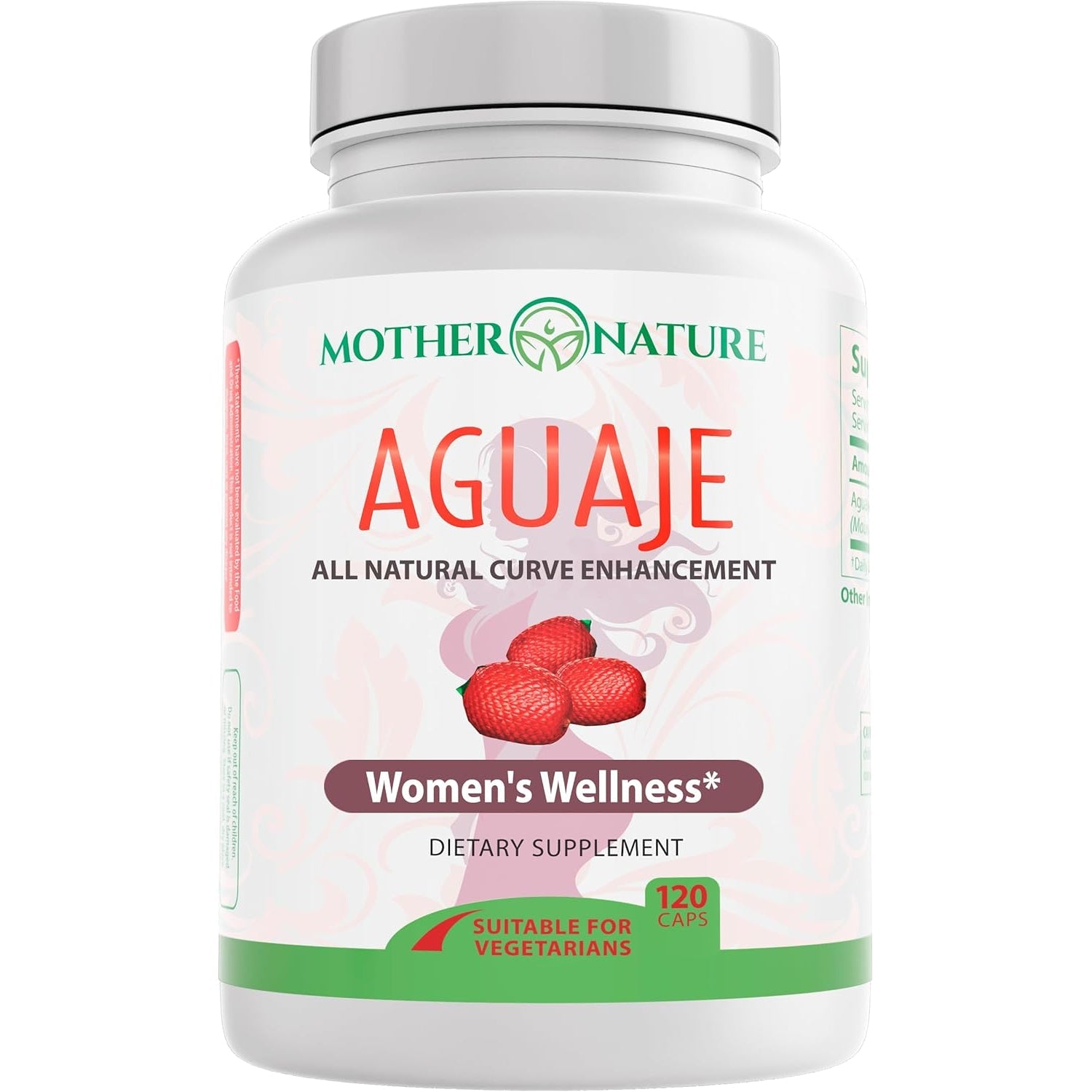 Mother Nature Aguaje Curves Capsules for Women, 1000Mg (120Ct), Natural & Sustainably Sourced Aguaje Fruit from Peru for Female Health, Hormone Balance, Curve Enhancer, Vegan, Non-Gmo & Gluten-Free