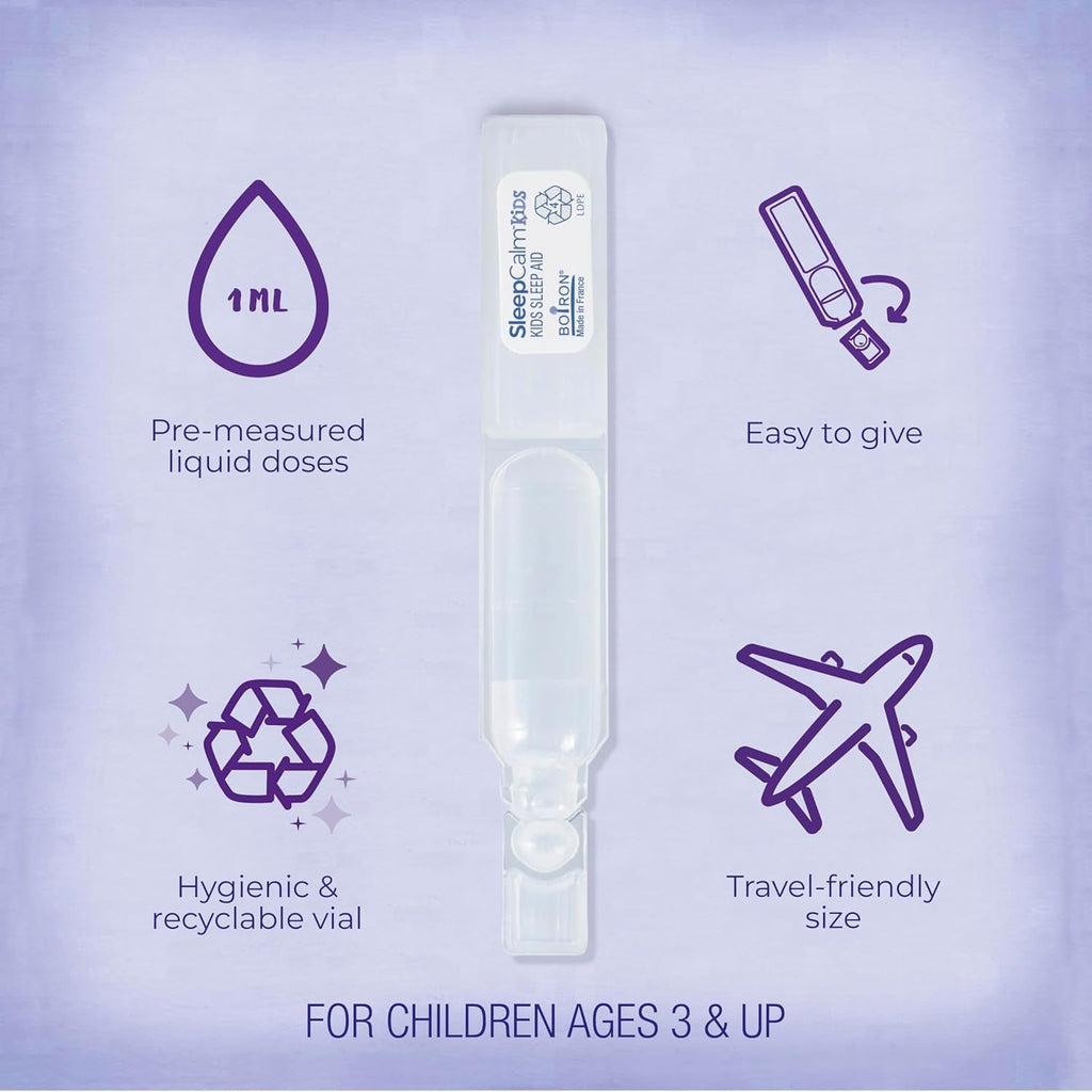 Boiron Sleepcalm Kids Liquid Doses Sleep Aid for Deep, Relaxing, Restful Nighttime Sleep - Melatonin-Free and Non Habit-Forming - 15 Count