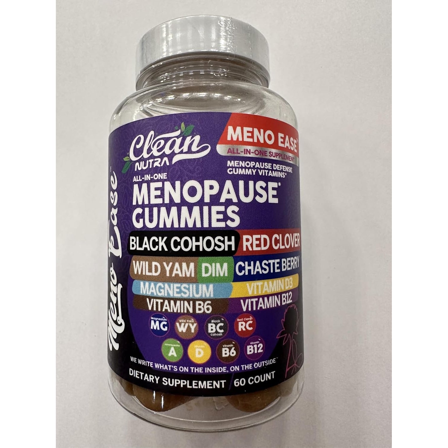 Menopause Supplement for Women Gummies with Black Cohosh, Wild Yam, DIM, Magnesium, Red Clover Chasteberry for Hormone Balance Relief Night Sweats Mood plus Bergamot, Vitamin D3, Vitamin B6 B12
