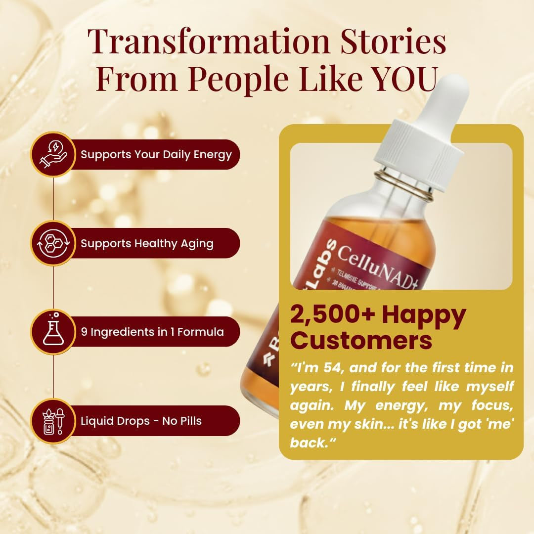 Liposomal NAD+ Supplement Liquid Drops - High Potency NMN Alternative for Cellular Energy, Healthy Aging & Brain Fog - Fast-Absorbing NAD Liquid Formula (2Oz)