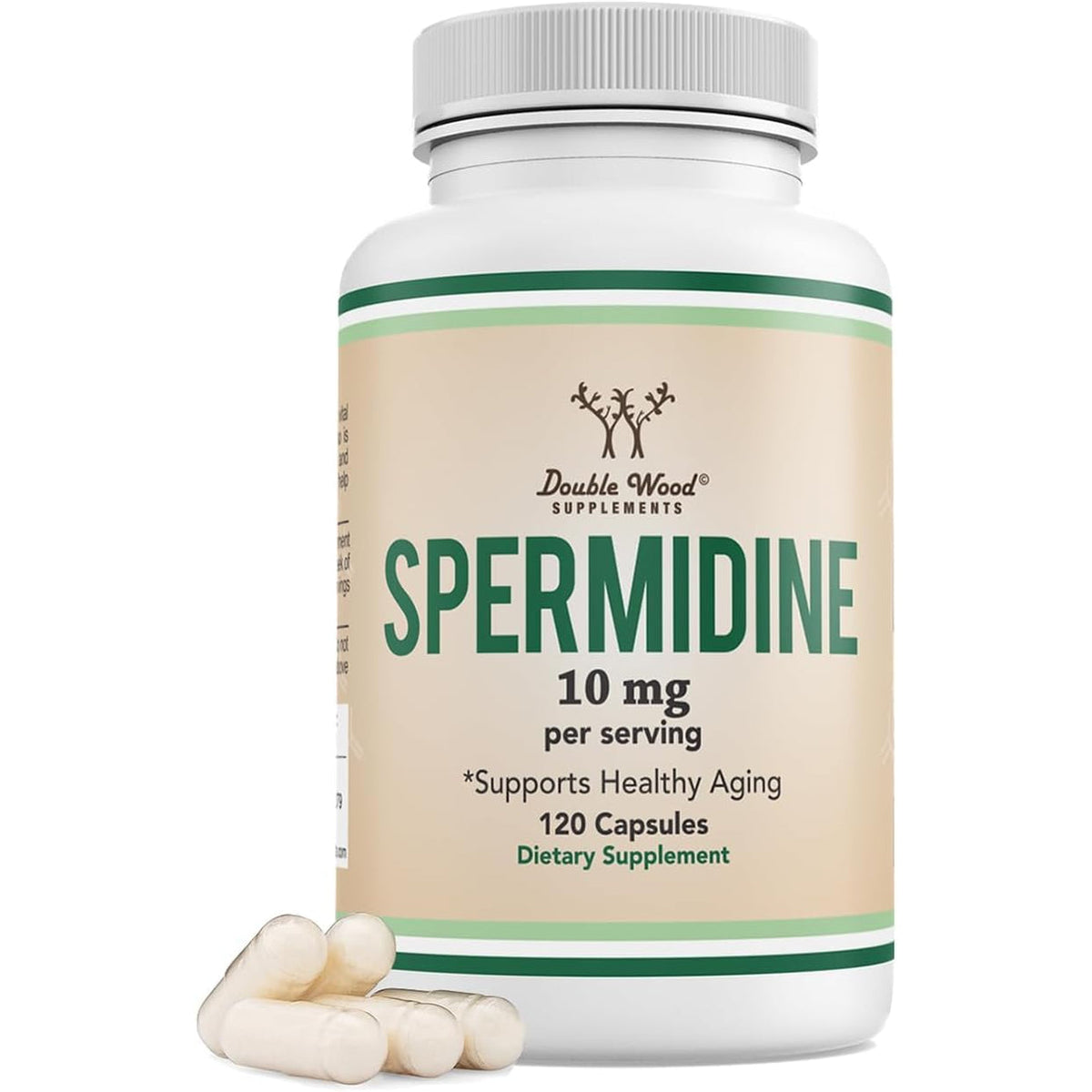 Spermidine Supplement (10Mg of 99% Spermidine 3HCL - Third Party Tested) 120 Capsules - over 100X More Potent than Wheat Germ Extract for Cell Membrane, Telomere Health and Aging by Double Wood