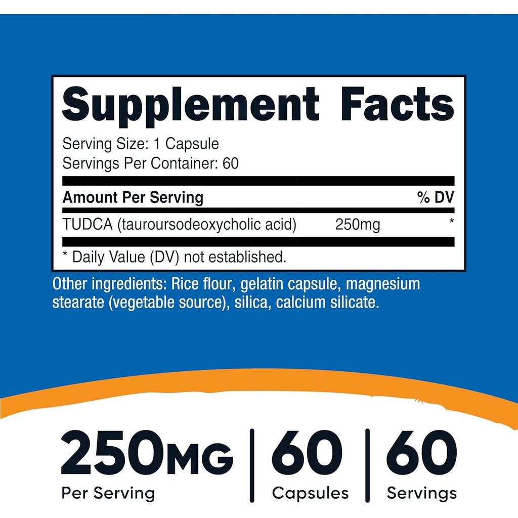 Nutricost Tudca 250Mg, 60 Capsules (Tauroursodeoxycholic Acid) - Premium Quality