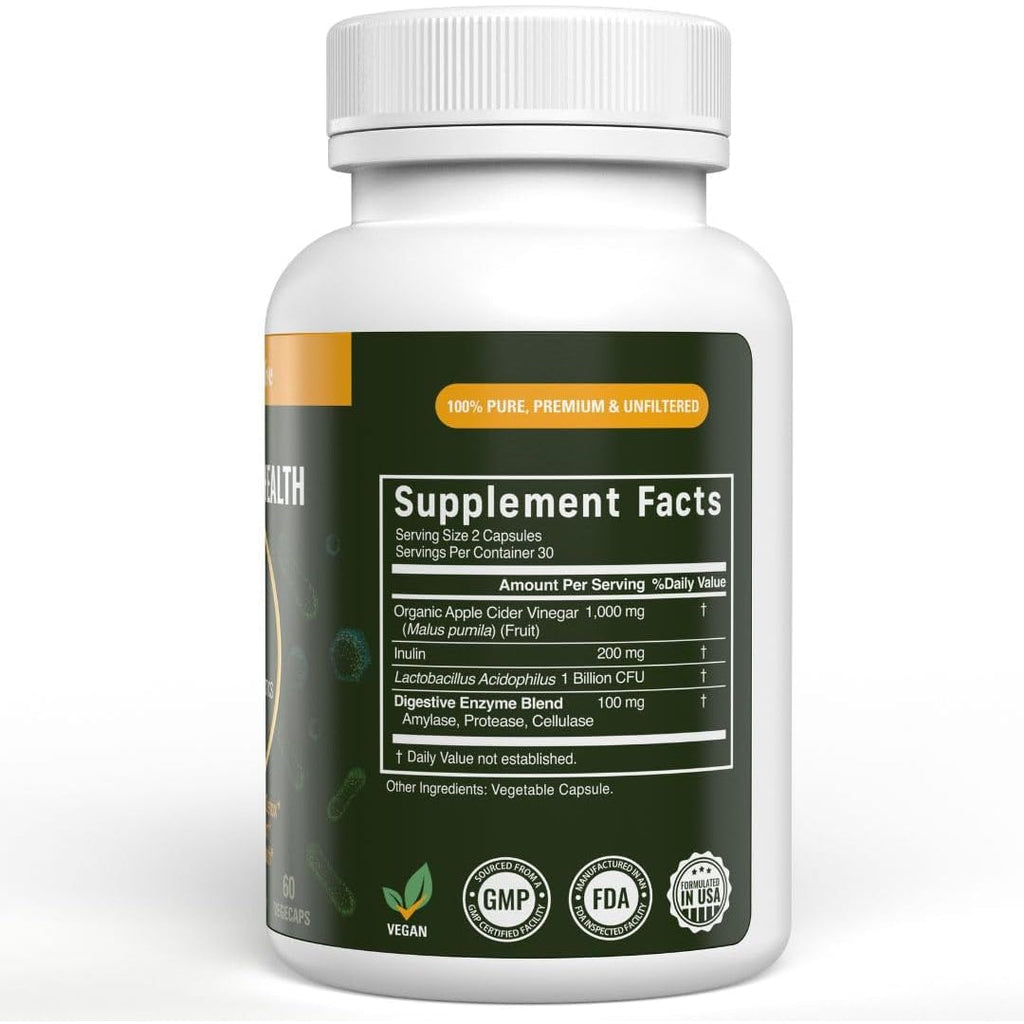 Vital Gut Health 4In1 Formula with Apple Cider Vinegar, Prebiotics & Probiotics, Digestive Enzymes for Strong Immunity Support and Complete Gut and Digestion Support- 30 Days Supply
