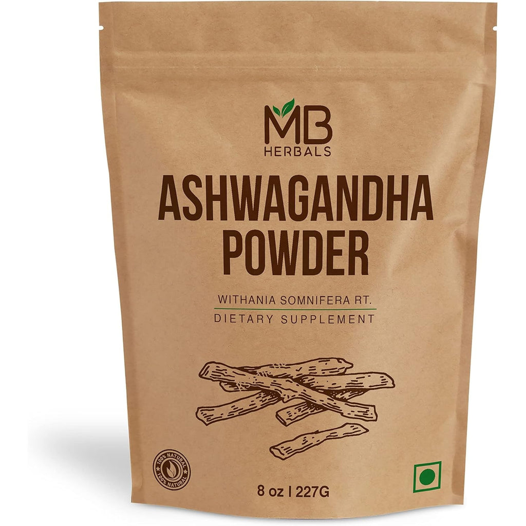 MB Herbals Ashwagandha Powder 8Oz (0.5Lb) | Lab Tested | Indian Ginseng | Withania Somnifera Root Powder