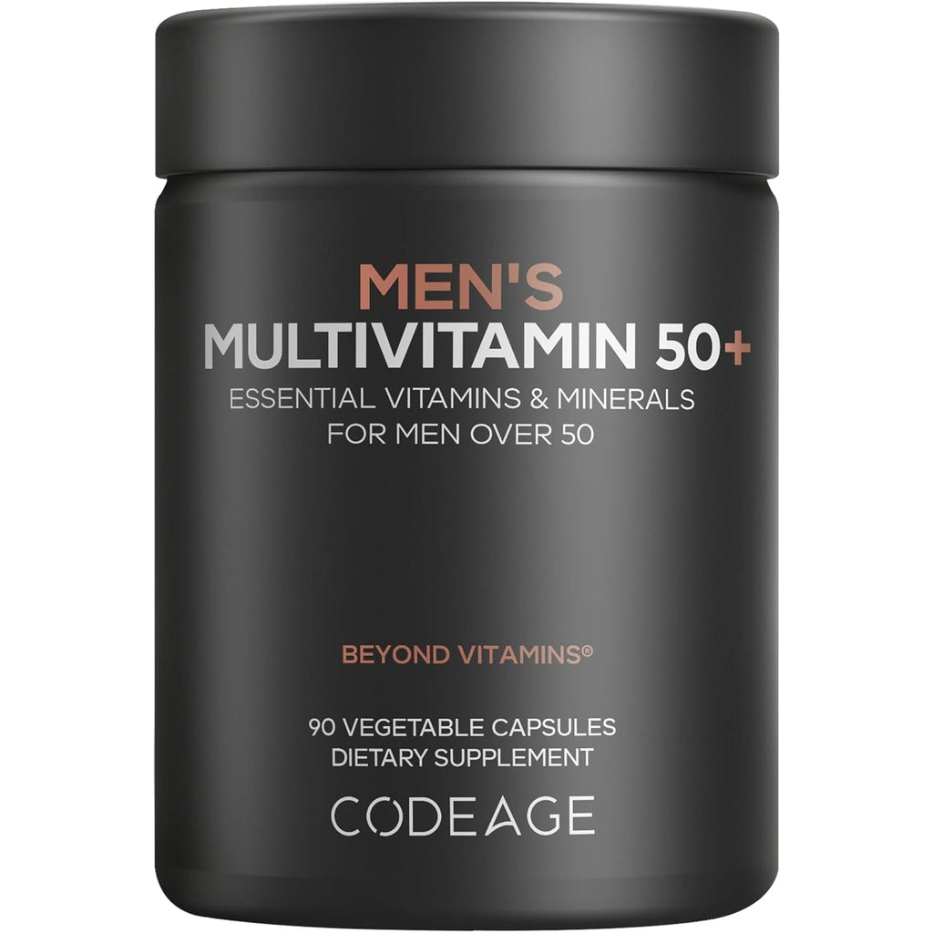 Codeage Men'S Multivitamin 50+ Supplement - Essential Vitamins for Men over 50 Years Old, Minerals, Coq10, Turmeric, Saw Palmetto, Maca, Panax Ginseng, Probiotics & Botanicals - Non-Gmo - 90 Capsules