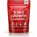5-In-1 Growth Gummies, Supports Natural Height & Bone Development with Essential Amino Acids & D3, K2, Delicious Strawberry Flavor, 60-Count