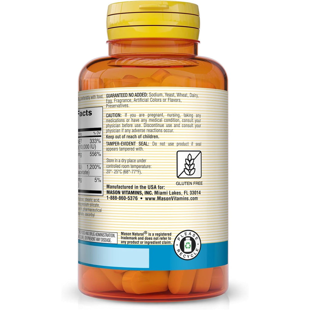 MASON NATURAL Vitamin E, C & a (Beta Carotene) - High Potency Antioxidant Formula to Fight Free Radicals and Support Overall Health*, 60 Tablets