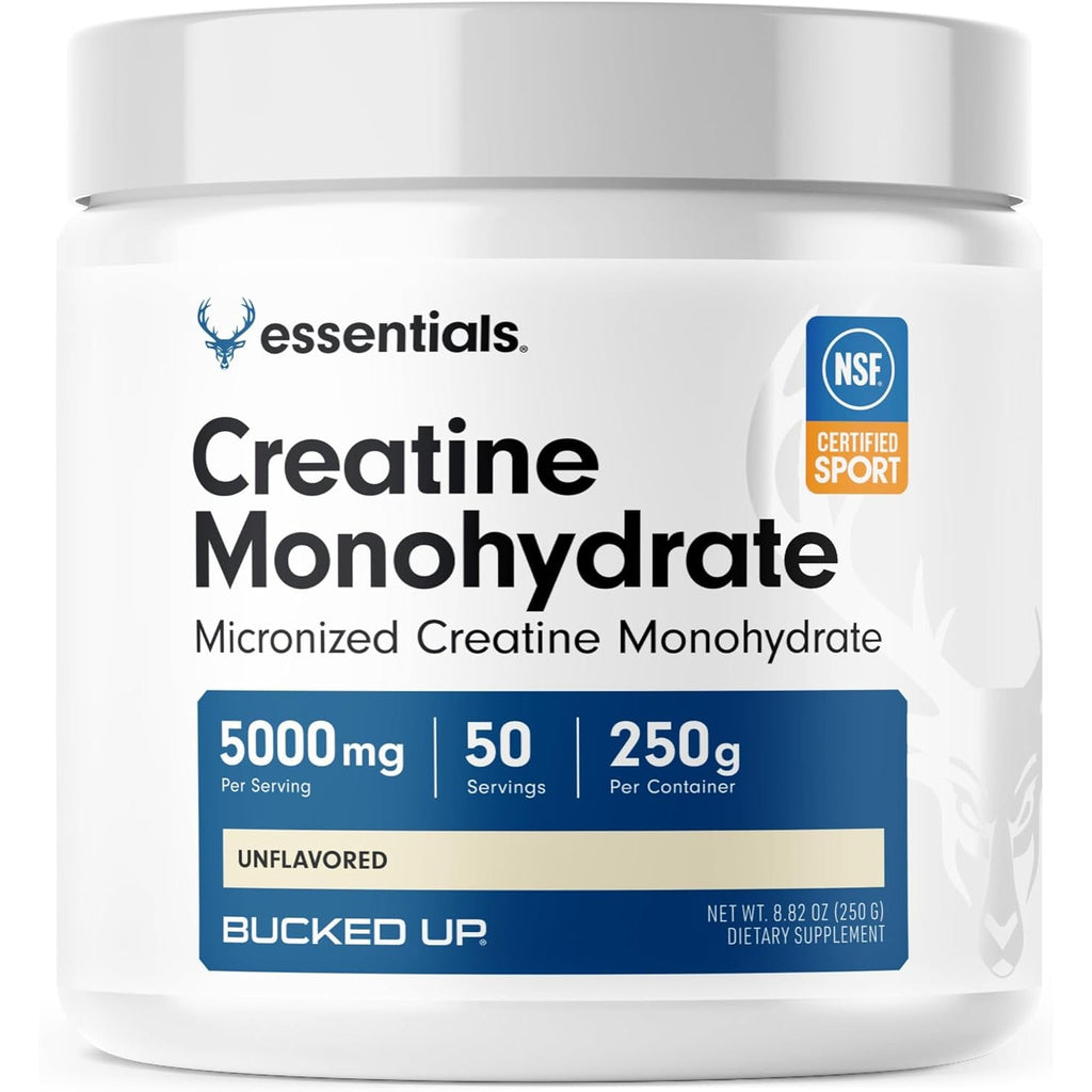 Bucked up Pure Micronized Creatine Monohydrate for Women and Men - Easy to Mix and Unflavored - 5G per Serving - 50 Servings - 250 Grams per Container