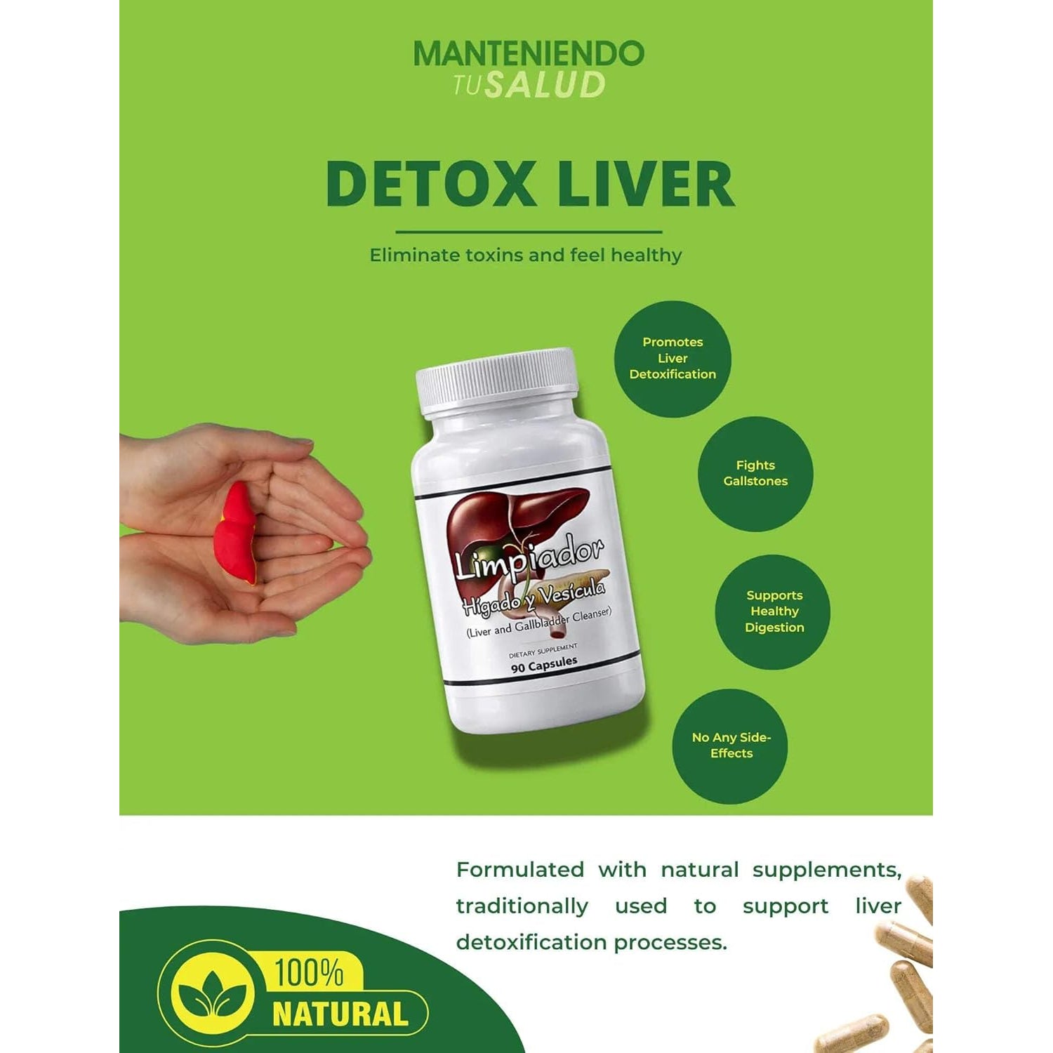 Limpiador Hígado Y Vesícula, Liver Support with Boldo Extract and Milk Thistle Extract, 90 Vegetarian Capsules