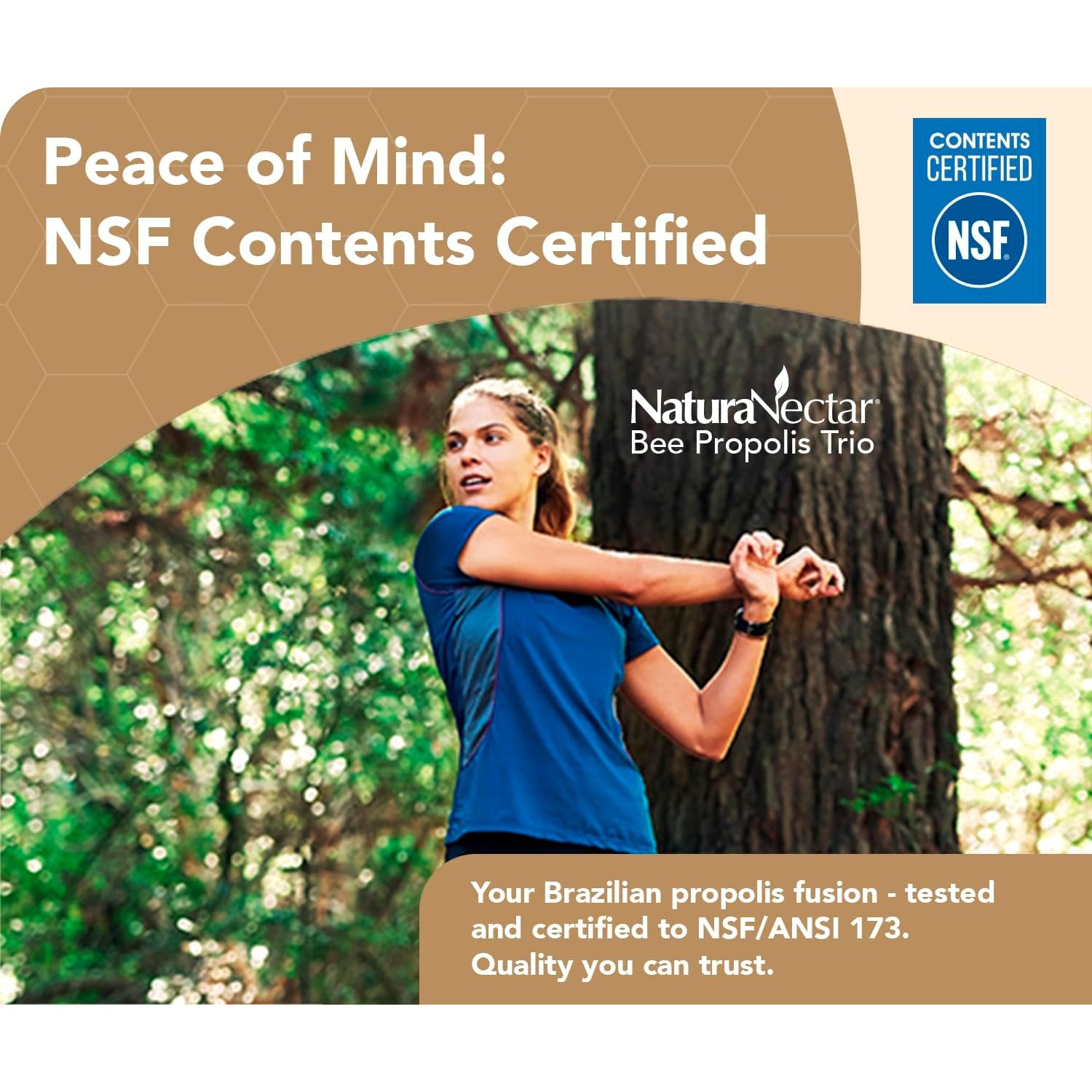 Naturanectar - Bee Propolis Trio Capsules, NSF Certified Premium Brazilian Propolis - Gluten-Free Supplements with More Diverse Flavonoids & PWE - Naturally Sourced through Ethical Beekeeping (60Pcs.)