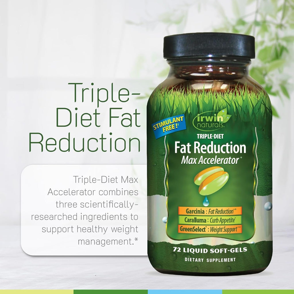 Irwin Naturals Triple-Diet Fat Reduction Max Accelerator - Supports Healthy Weight Management - 72 Liquid Soft-Gels