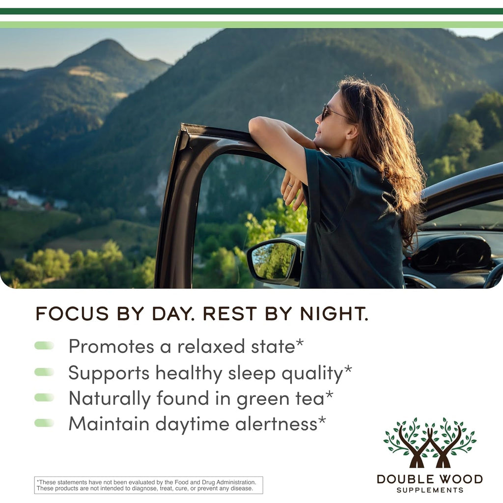 L-Theanine 200Mg Double Strength - Supports Health Sleep Response and Relaxation - 120 Capsules (Third Party Tested, Gluten Free) by Double Wood
