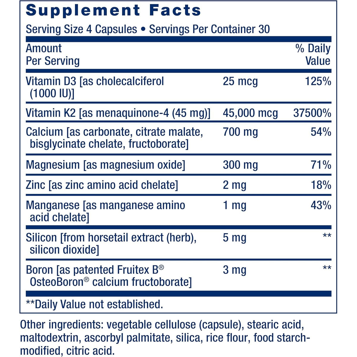Life Extension Bone Restore Elite Calcium Supplement with Super Potent K2, Calcium, Vitamin D3, Magnesium, Boron, Zinc, Vitamin K2, for Bone Health, Gluten-Free, Non-Gmo, 120 Capsules