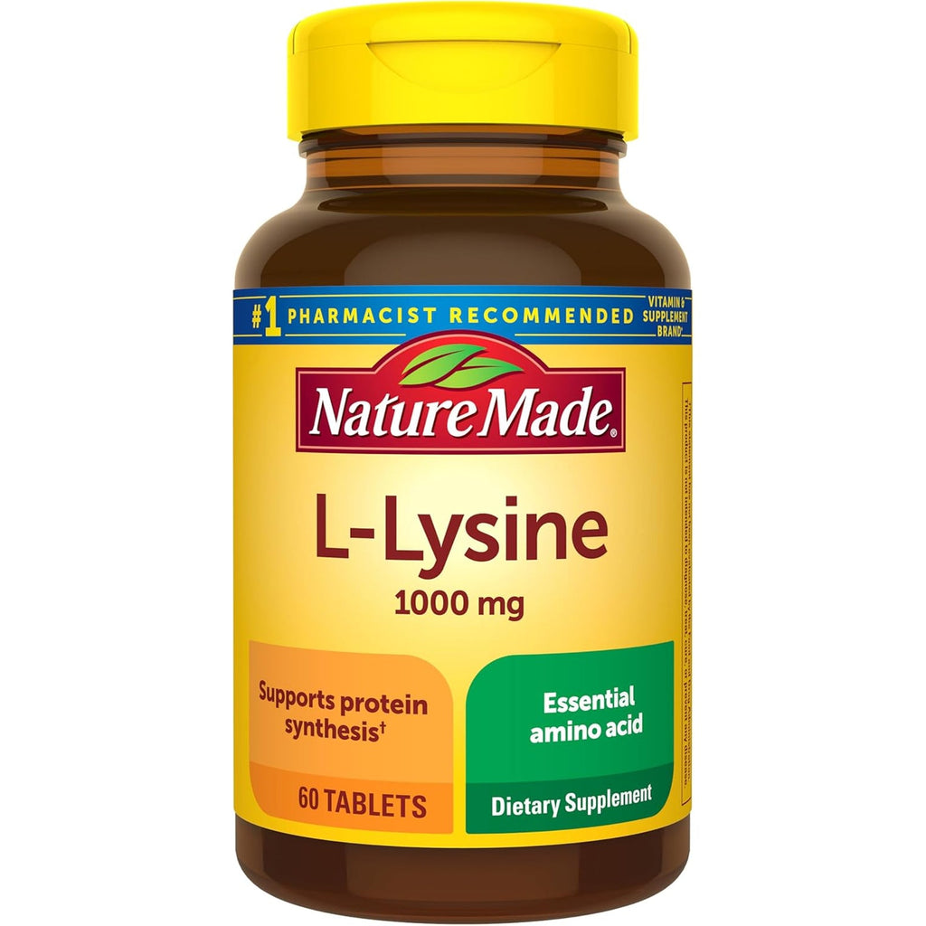Nature Made L-Lysine 1000 Mg, Dietary L-Lysine Supplements, 60 Tablets, 60 Day Supply