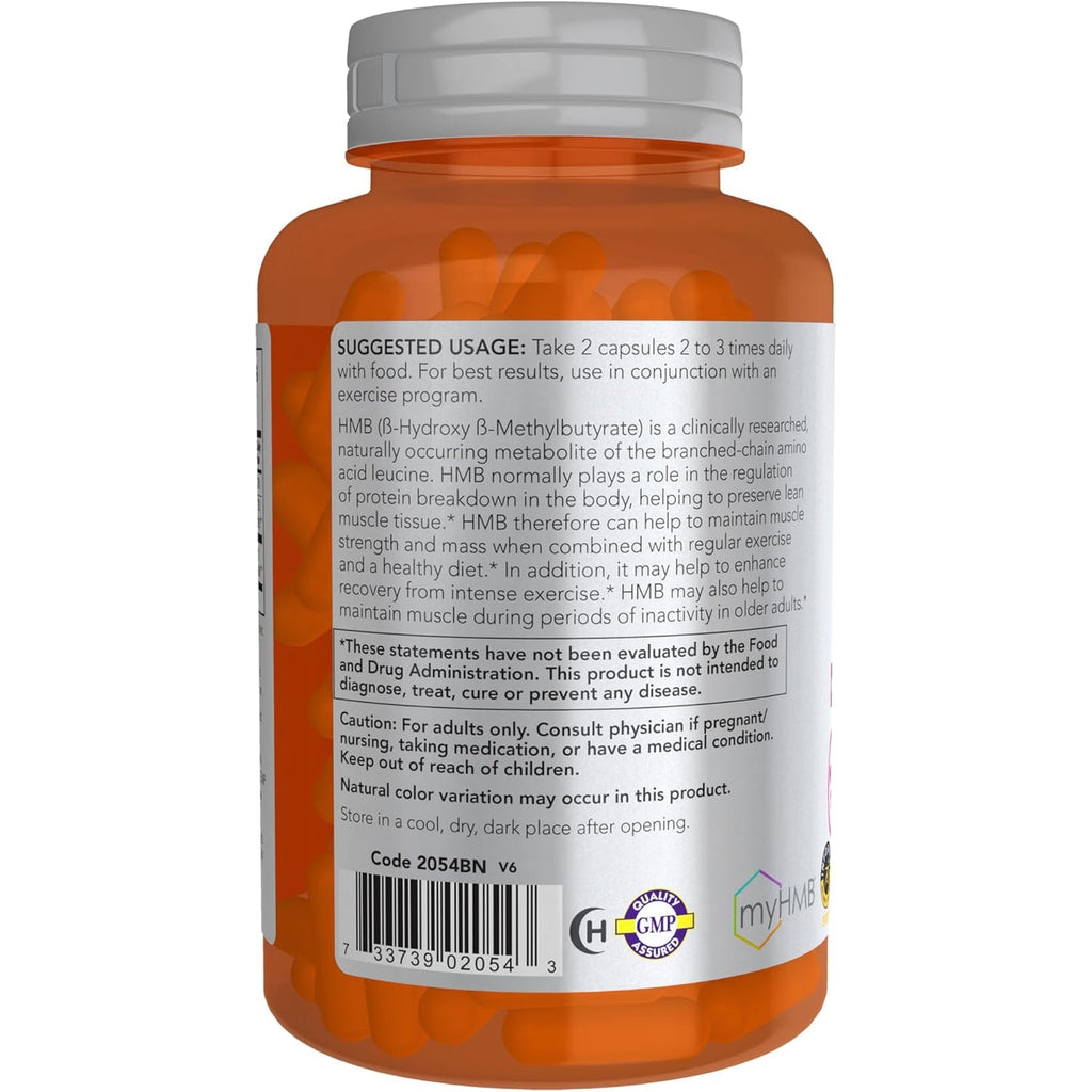 NOW Foods Sports Nutrition, HMB (Β-Hydroxy Β-Methylbutyrate) 500 Mg, Sports Recovery*, 120 Veg Capsules