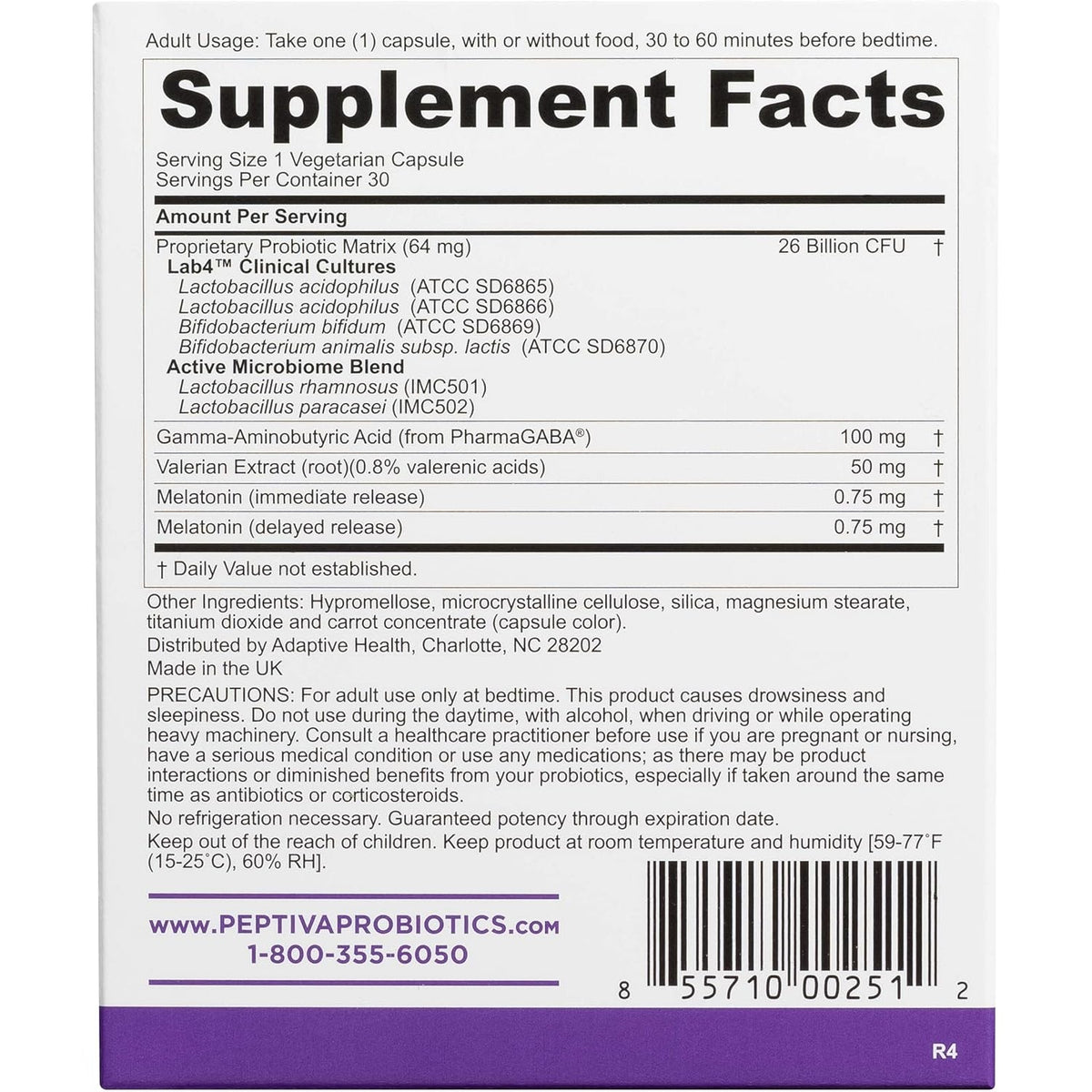 Peptiva 26 Billion CFU Probiotic and Sleep Support - Clinically Validated Multi-Strain Probiotic - Lactobacillus and Bifidobacterium, Melatonin - 30 Count