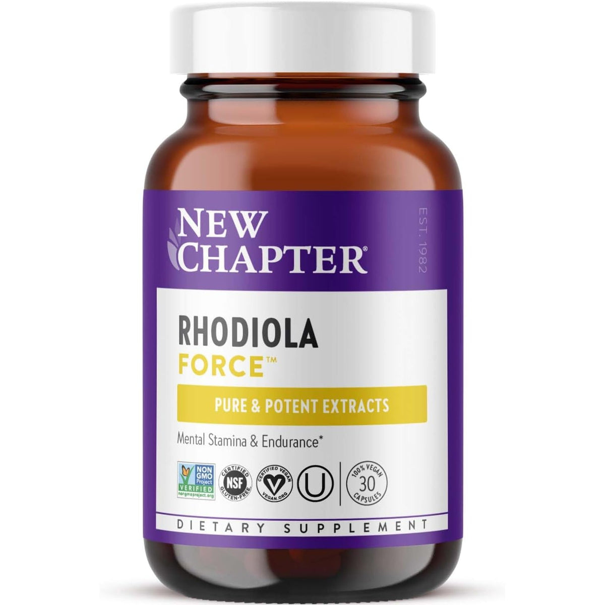 New Chapter Rhodiola Force 300Mg with Potent Vegan Rhodiola for Mental Focus & Stamina, Endurance + Mood Support + Stress Adaptogen + Non-Gmo Ingredients - 30 Count