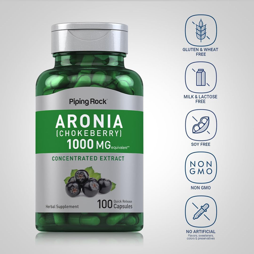 Piping Rock Aronia Berry Capsules | 100 Pills | Chokeberry Herb Extract | Supplement Concentrate | Non-Gmo, Gluten Free