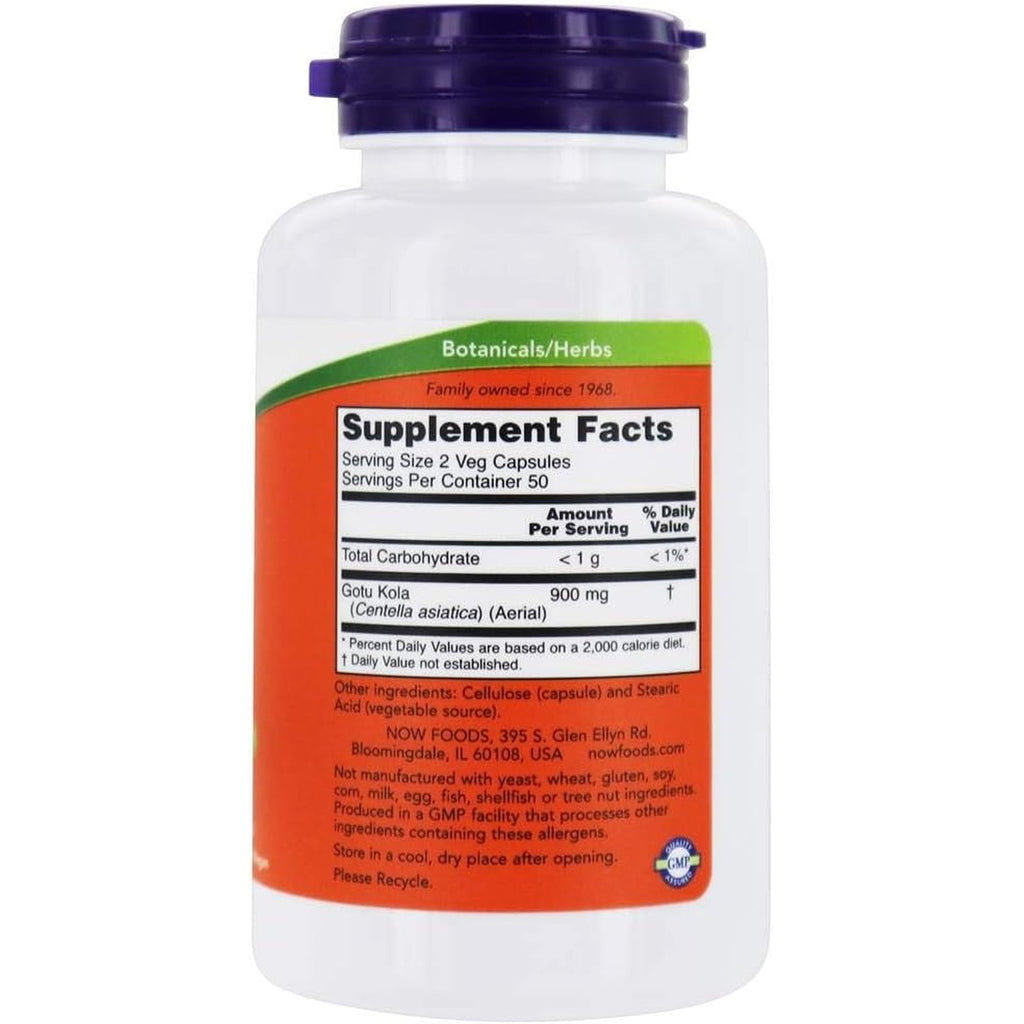 NOW Foods Gotu Kola, 450 Mg, 100 Caps (Pack of 2)