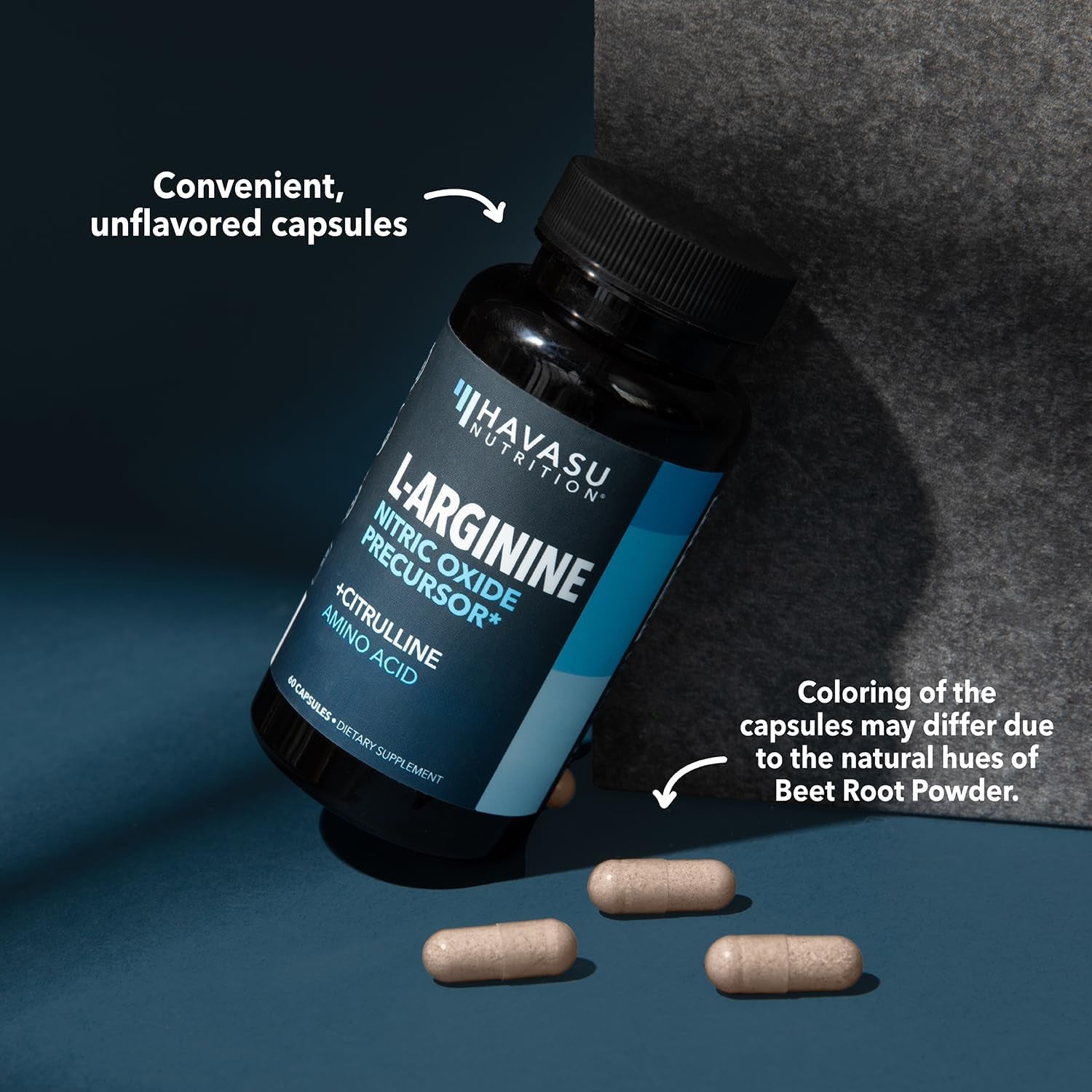 L-Arginine Capsules with L-Citrulline - Nitric Oxide Supplement - L Arginine and L Citrulline Blend - 60 Count - Vegan, Non-Gmo Capsules for Performance, Endurance and Muscle Support - 1 Month Supply