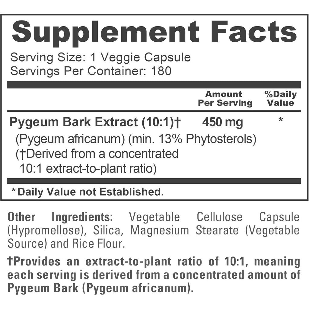 Nusapure Pygeum Bark Capsules, 450 Mg, 180 Veg Capsules (Non-Gmo, Vegan)