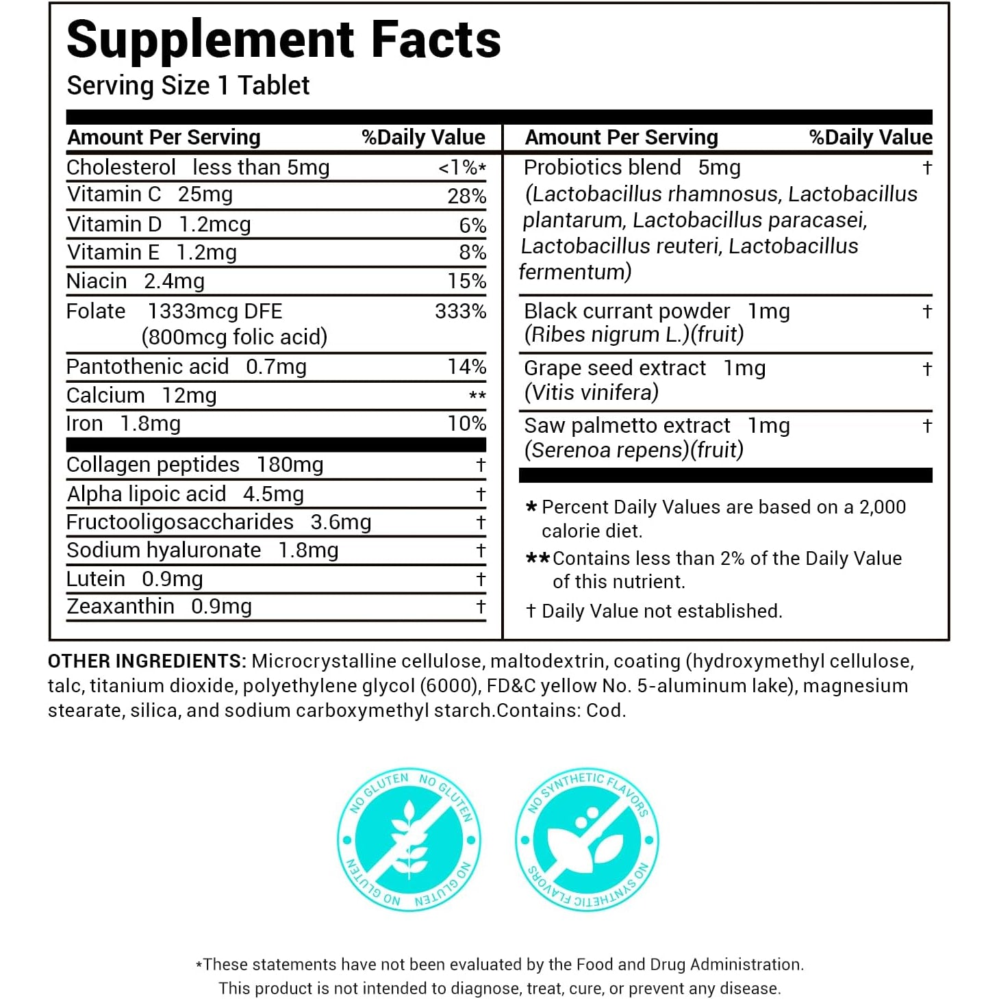 Drbiocare Collagen Peptides for Women, Beauty Vitamin & Mineral Supplement,Contains Vitamin D3, Probiotics for Women & Collagen Peptides,Vitamin B Complex,Vitamin E 60 Tablets