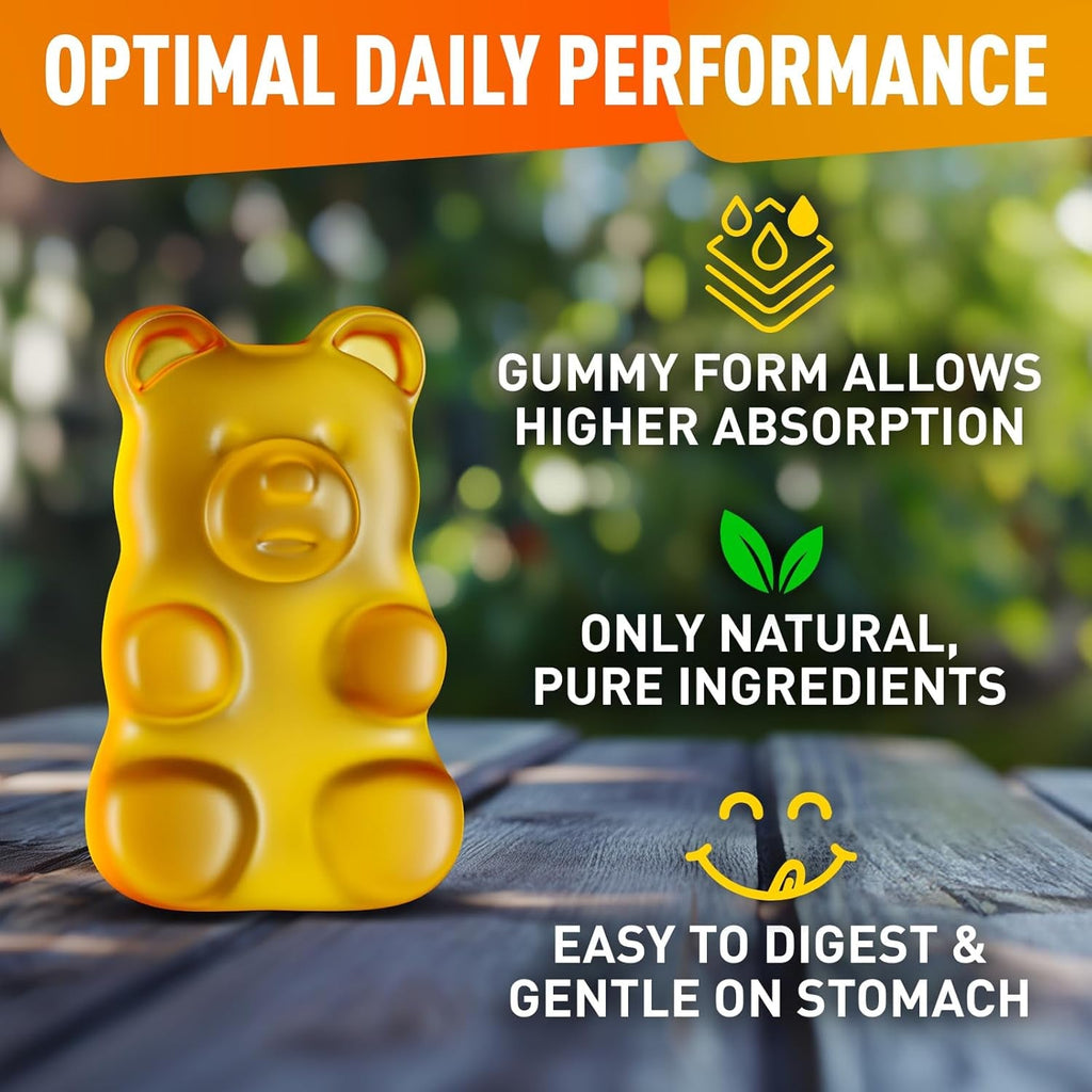 Biovit L Tyrosine Gummies - Activated Amino Acid L Tyrosine Supplement - Natural Focus, Mood and Energy Supplement for Kids & Adults - L-Tyrosine 1000MG per Serving, 500MG per Gummy - 60 Vegan Gummies