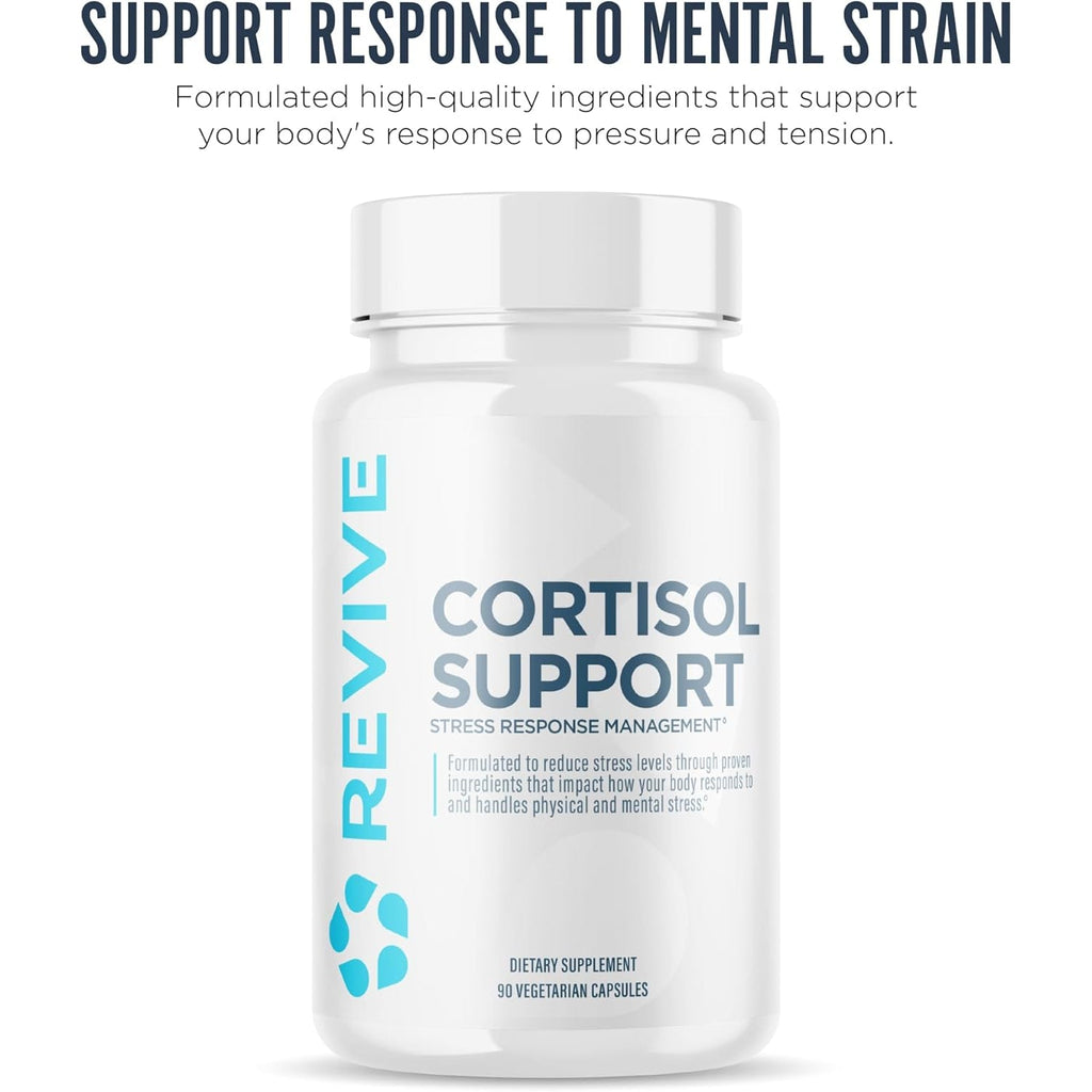 Revive MD Cortisol Manager, 90 Vegetarian Capsules - Cortisol Supplement W/Magnesium & L-Theanine Support Health, Focus, Energy, Fatigue, & Adrenal Gland Function - Vegan & Gluten-Free (30 Servings)