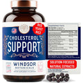 WINDSOR BOTANICALS Cholesterol Supplements - Citrus Bergamot, Niacin, Red Yeast Rice, Berberine, Aronia Berry Extract to Support Normal HDL and LDL Cholesterol Levels - 90 Vegan, Non-Gmo Capsules
