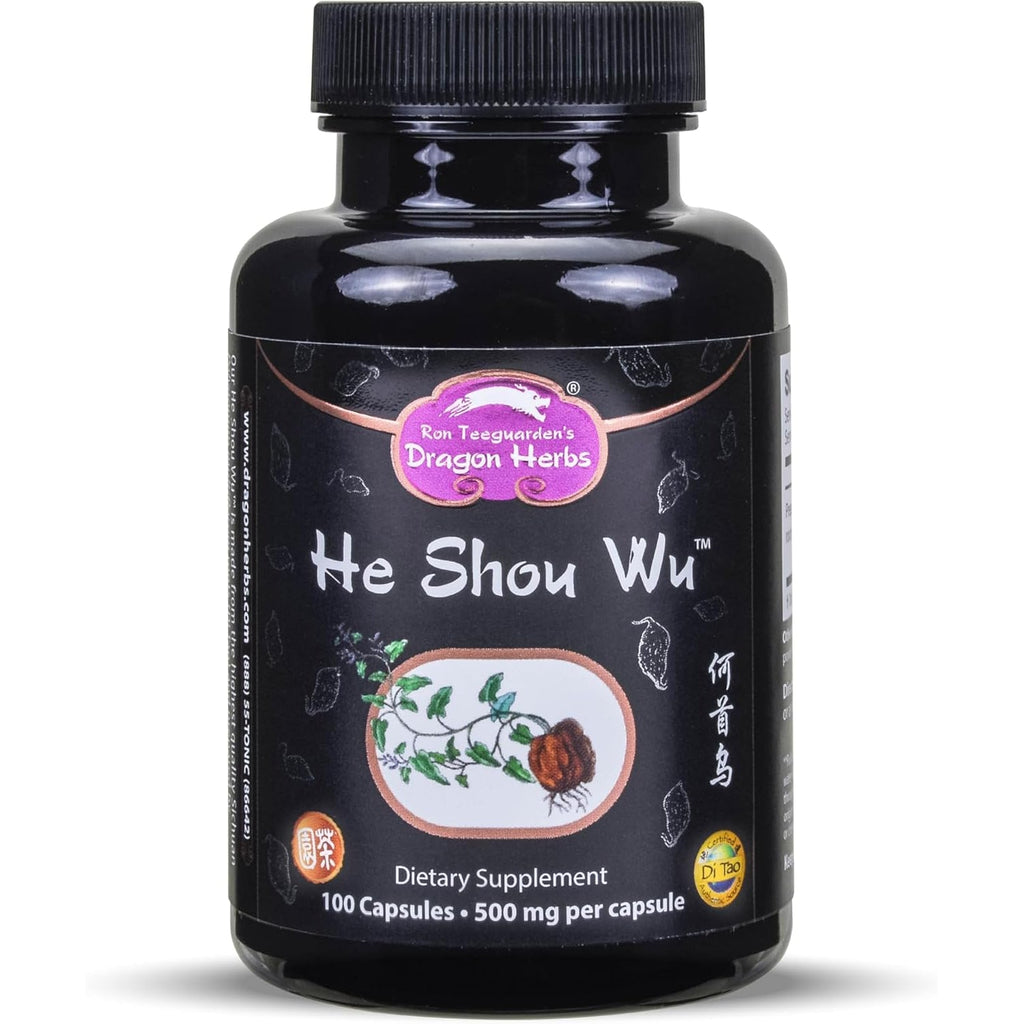 Dragon Herbs He Shou Wu | Prepared He Shou Wu Supplement to Support Energy, Mood, Immune Support, Healthy Aging, Hair | All Natural Ingredients, Non-Gmo (100 Capsules, 500 Mg per Capsule