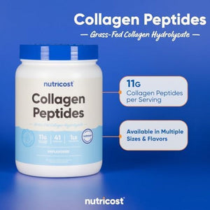 Nutricost Collagen Peptides Powder 1LB (454 G) - Grass Fed Bovine Collagen Hydrolysate (Unflavored)