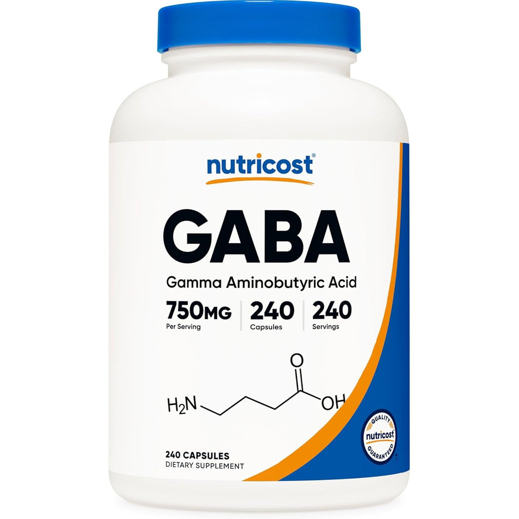 Nutricost GABA (Gamma Aminobutyric Acid) 750Mg, 240 Capsules, 240 Servings - Non-Gmo, Gluten Free