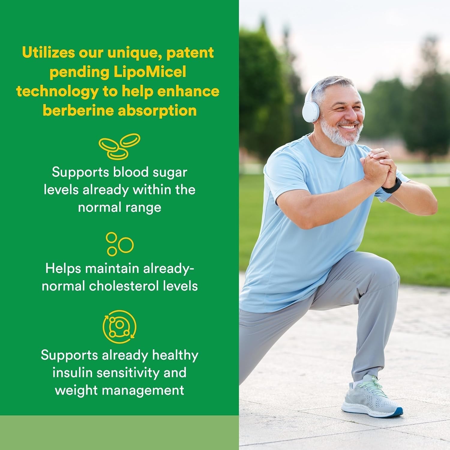 Natural Factors Berberine Lipomicel Matrix - Daily Supplement Supports Metabolic Health - Formula Supports General Health - Gluten-Free & Dairy-Free - 60 Liquid Softgels (60 Servings)
