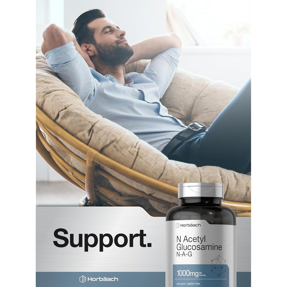Horbaach N-Acetyl Glucosamine 1000 Mg | 120 Capsules | N-A-G Supplement Pills | Non-Gmo & Gluten Free