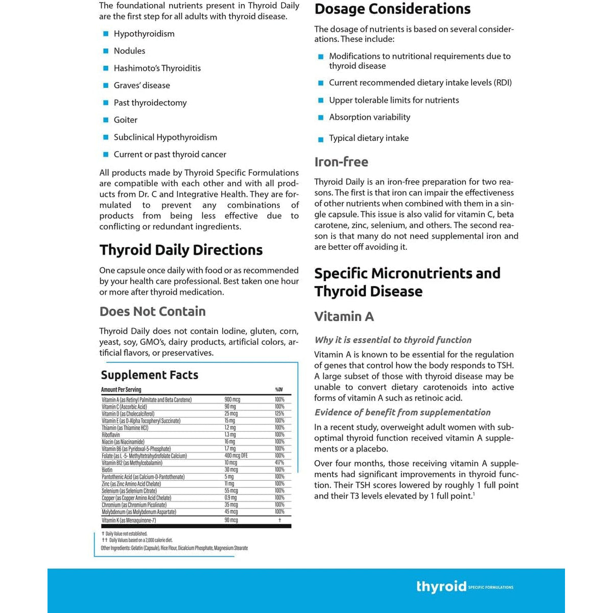 Thyroid Daily - the First Nutrient Complete Multi Designed for Optimal Thyroid Health. Thyroid Daily Is Iodine Free W/ 19 Thyroid Daily Essential Nutrients for Thyroid Support.