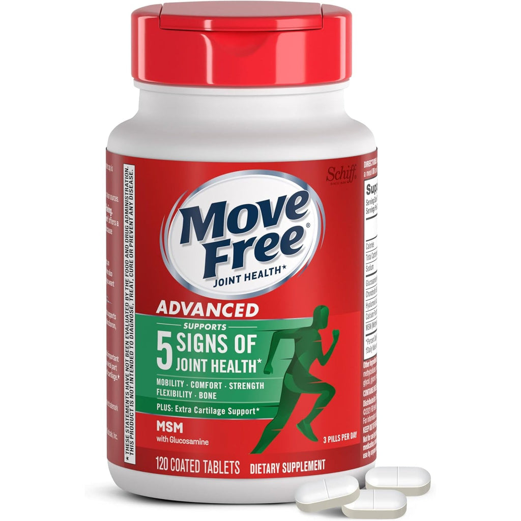 Move Free Advanced Glucosamine Chondroitin MSM Joint Support Supplement, Supports Mobility Comfort Strength Flexibility & Bone - 120 Tablets (40 Servings)*