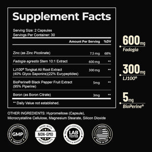 Earth Elixir LJ100 Tongkat Ali & Fadogia Agrestis for Men – Natural Testosterone Supplement - Made in USA & 3Rd Party Tested for Strength, Energy & Vitality - Clinically Studied Tongkat Ali LJ100
