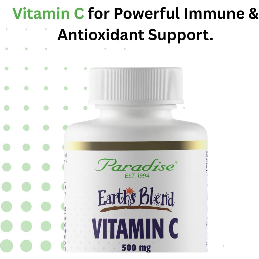 Paradise Herbs Earth'S Blend Vitamin C with Nature'S C and Adaptogens, Superfoods Base of Probiotics & Organic Alkalizing Greens, 90 Vegetarian Capsules