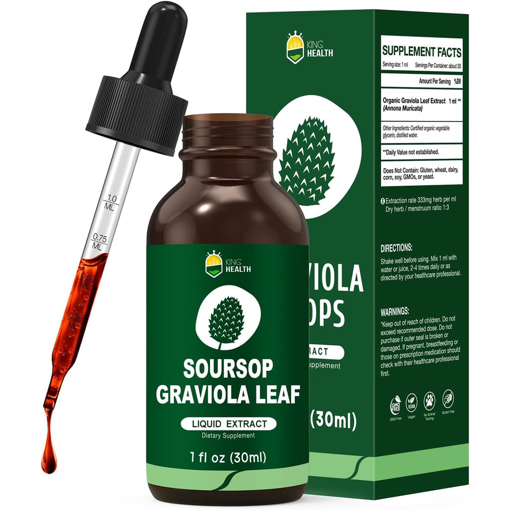 Organic Soursop Graviola Leaf Extract Liquid Drops | Soursop Bitters Liquid | GMP Certified | Vegan, Non-Gmo, Gluten Free | Immune Support | 1 Fl Oz