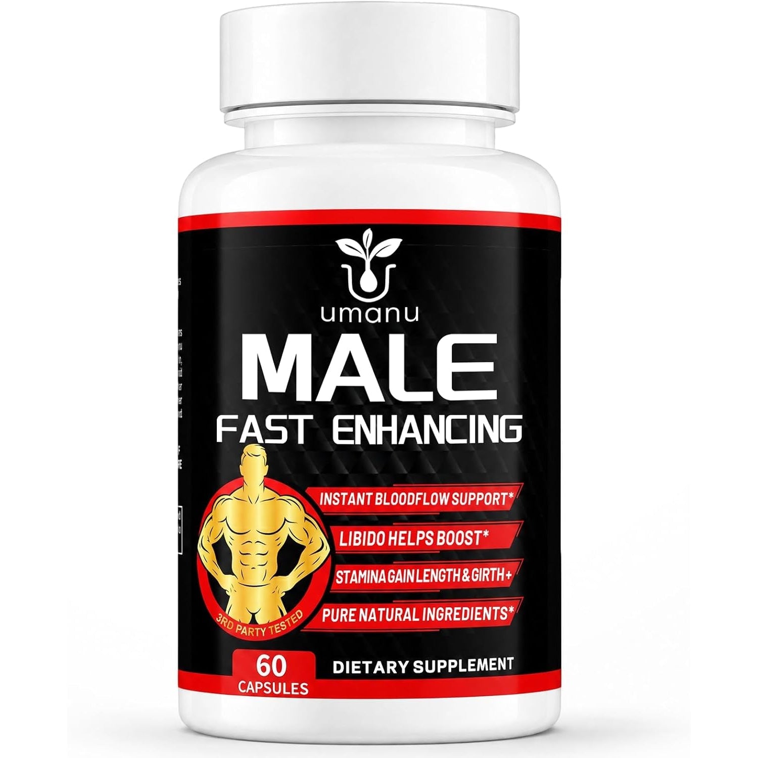 Umanu Fast-Acting Male Enhancing Supplement – Boost Blood Flow, Gain Drive, Size (Length + Girth), Increase Stamina – Made with Maca, Epimedium & Other Natural Ingredients – 3Rd Party Tested