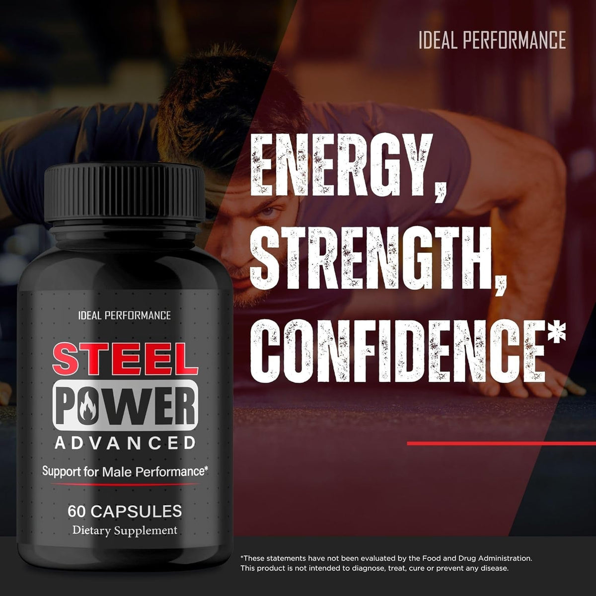 Steel Power for Men Capsules, Official Steel Power Pills Supplement - Maximum Strength, All Natural Ingredients, Advanced Formula Steelpower Health & Wellness Vitamin Pills Reviews (60 Capsules)