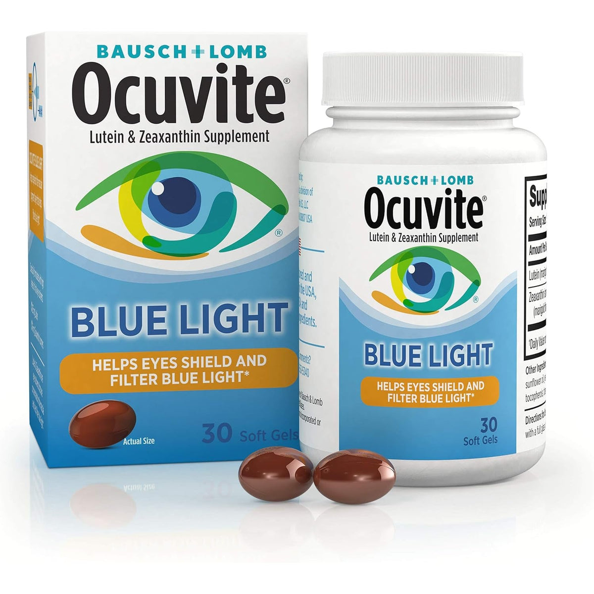 Ocuvite Blue Light Lutein & Zeaxanthin Supplement, Eye Vitamin for Eye Strain, Vision & Ocular Health Support, Softgels for Screen & Sunlight Exposure, 30 Softgels